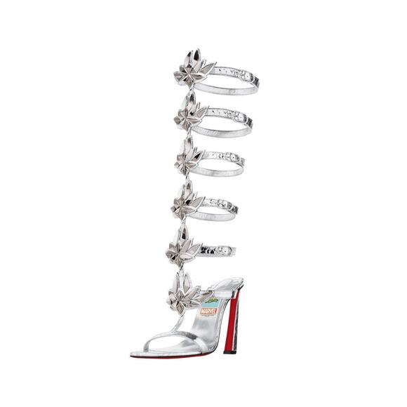 Christian Louboutin Marvel Sea Warrior Silver Gladiator Metallic Sandals EU 38.5 - Picture 2 of 12